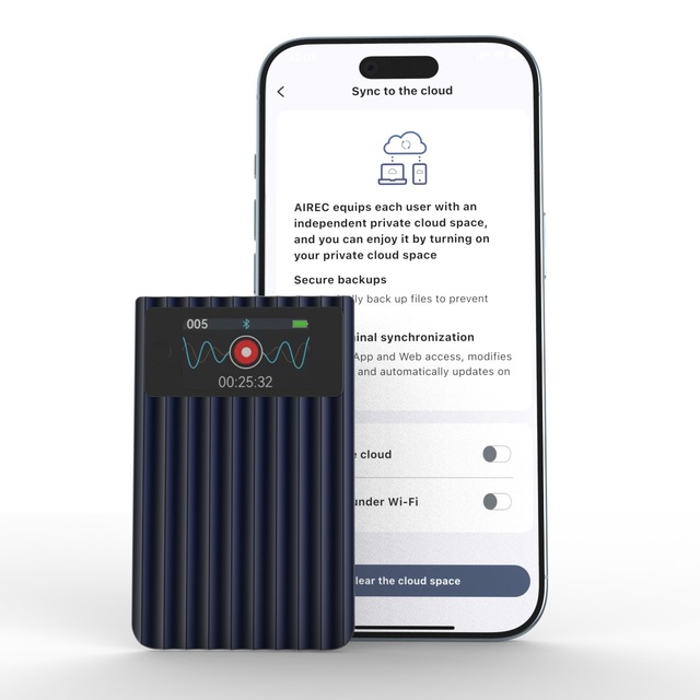 Slim 64GB AI Notes Voice Recorder W/Case AI Smart Digital Voice Recorder with App Audio Recording Magnetic for Meetings