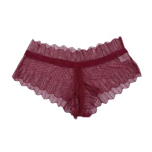 Culottes en dentelle ultra-sexy respirantes de couleur unie personnalisées pour filles, culottes érotiques transparentes à bretelles et découpes triangulaires sexy - Product Image 5