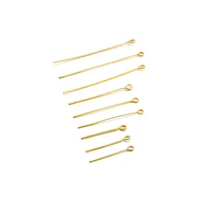 100pcs 20 30 40mm Copper 14K 18K Gold Plating Heads Eye Flat Head Pin For DIY Jewelry Making Findings Accessories