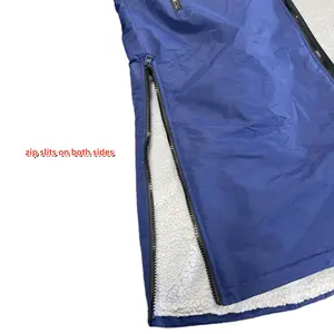 Microfiber Lined Waterproof Horse Riding Coat Side Zips Hooded Long Changing Robe With Embroidery
