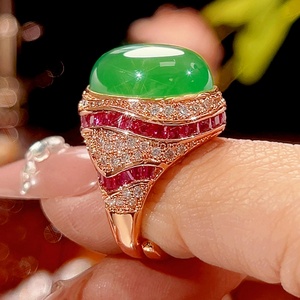 Bague de fiançailles en cuivre écologique de haute qualité, corindon rouge 13*18mm, zircon, plaqué or rose, pour un style romantique de mariée - Product Image 3
