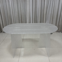 Fournitures de mariage, table ovale en acrylique transparente à effet d'ondulation d'eau, table à dessert avec lumière RVB, décoration pour mariage, fête, anniversaire