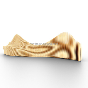 Chaise d'attente en bois paramétrique au design moderne pour bureau, hall d'accueil, aéroport, centre commercial et espaces extérieurs - Facile à nettoyer - Product Image 4
