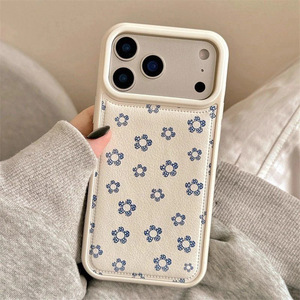 Funda para iPhone 17 Pro Max, estilo coreano INS, cuero texturizado con lazo y flores, con ventana grande, a prueba de golpes - Product Image 5