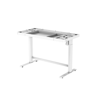 Bureau assis-debout électrique réglable en hauteur avec plateau en verre trempé et tiroirs