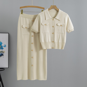 Completo in Maglia di Alta Qualità Francese per <span class=keywords><strong>Donna</strong></span>, Primavera-Estate 2026, Nuovo Set Due Pezzi, Stile Dolce e Delicato, Gonna a Maniche Corte - Product Image 2
