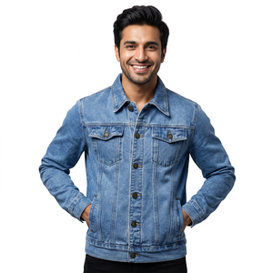 ODM Services for Latest High Street Style <b>Denim</b> Jacket Autumn Fashion Stand Collar Hooded Windproof Good <b>Material</b> Top Selling - Product Image 1