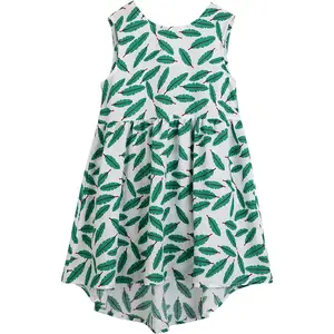 New Products Kids Model Beautiful Sleeveless Bodycon Summer Kids Green And White Dress Cotton India Girls Direct Buy China