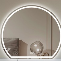 Miroir intelligent semi-circulaire pour salle de bain, coiffeuse, maquillage, éclairage LED, salon de beauté, barbier, cuisine, salon, à suspendre au mur