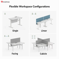 Poste de travail de bureau réglable en hauteur Greatway, bureau électrique à position assise-debout ergonomique avec fonction mémoire