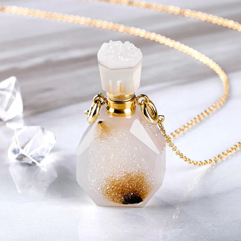 Ожерелье из хрустального драгоценного камня аромадиффузор эфирного масла флакон духов ожерелье кулон для женщин