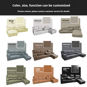 Canapé d'angle moderne en <span class=keywords><strong>cuir</strong></span> avec fonction électrique inclinable, chaise longue et console centrale - Product Image 4