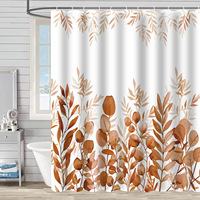Rideau de douche en polyester Feuilles d'automne, résistant à la moisissure, séchage rapide, installation facile, ensemble de rideaux de douche personnalisable