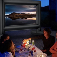 Écran de projection gonflable QILEBA de 14 pieds avec souffleur d'air pour utilisation en extérieur/intérieur, projection avant/arrière, cinéma maison, fêtes