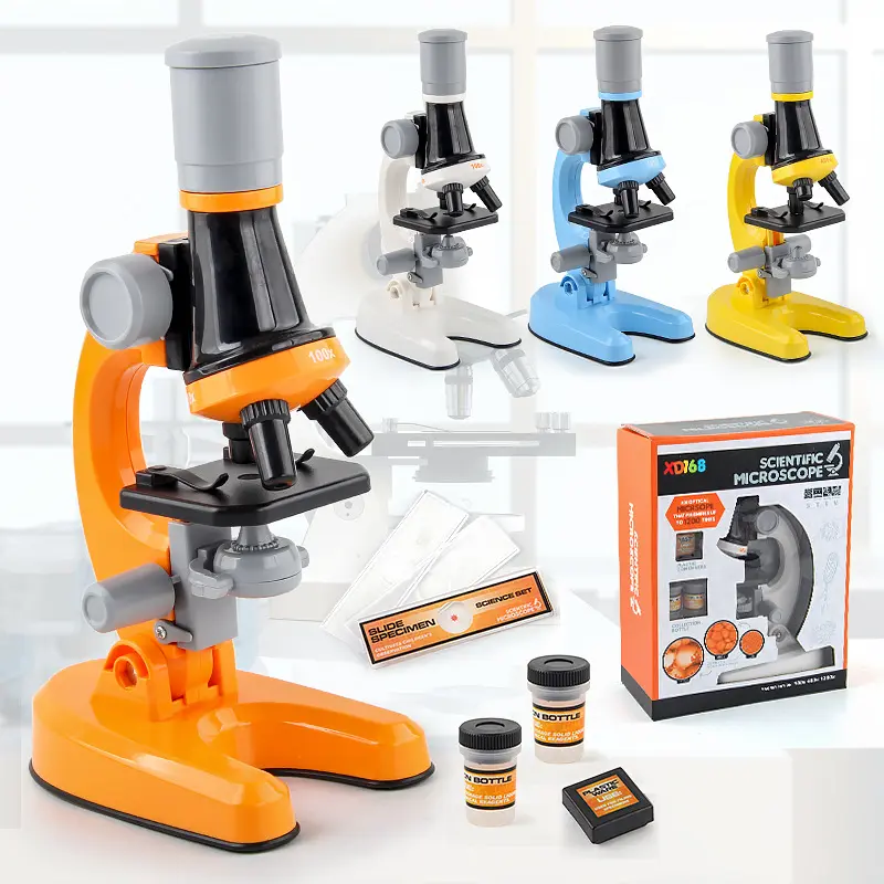 Kit mikroskop 400X 1200X Kit sains mainan pendidikan eksperimen untuk anak-anak pemula