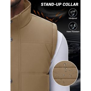 Cotrasen hommes décontracté doublé polaire hiver chaud gilet vêtements d'extérieur avec manches bouffantes Options de taille-gilet veste - Product Image 5