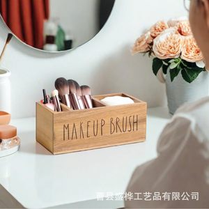 Wooden Desktop <b>Storage</b> Box Makeup Organizer Solid Wood Cosmetic Holder For <b>Dressing</b> <b>Table</b> - Product Image 2