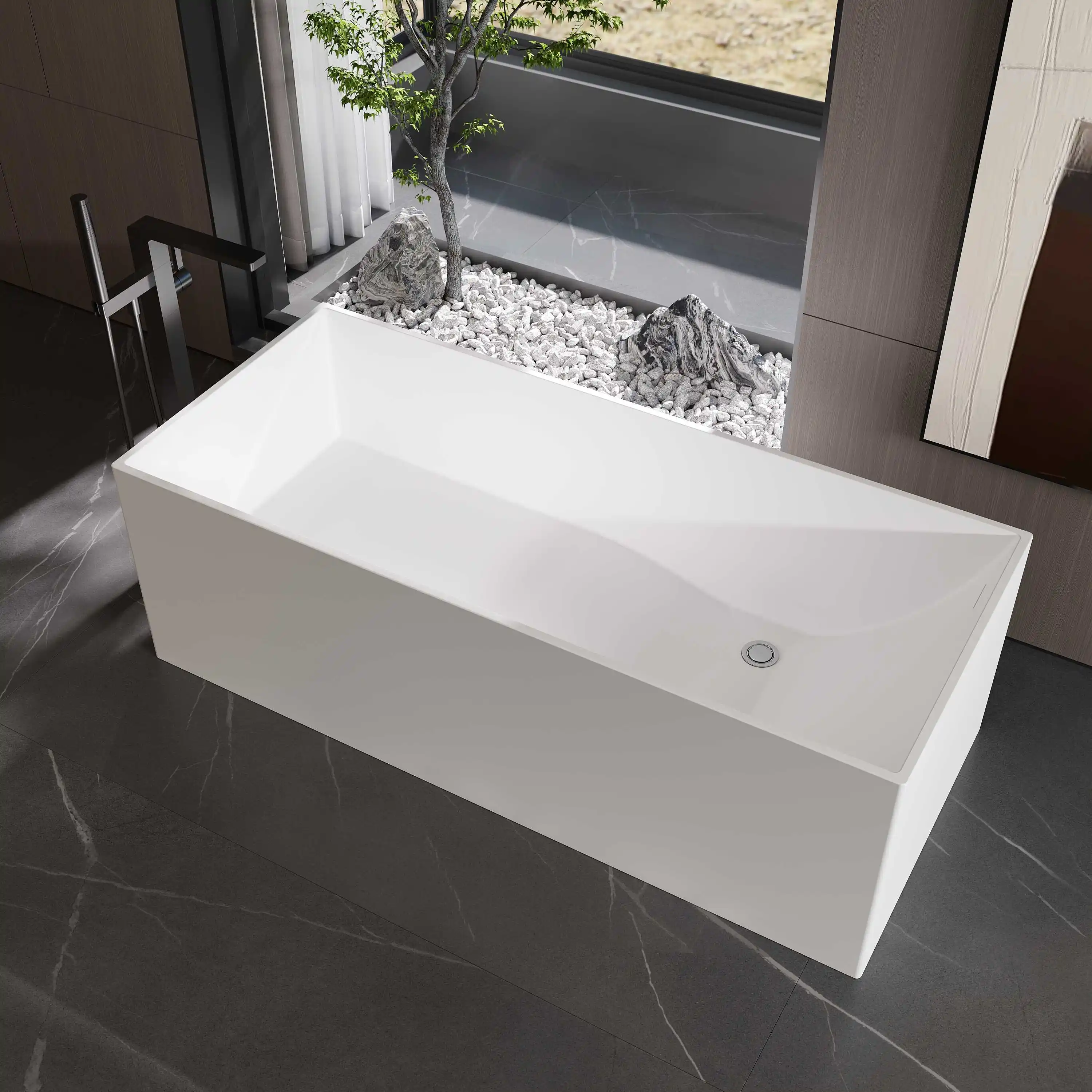 1.7m 디자인 바디 모양의 인공 무료 스탠드 미네랄 스톤 담그는 욕조 단단한 표면 욕조