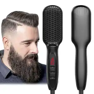 Kit de alisamento de barba elétrico profissional para homens, pente alisador de cabelo para massagem e estilo rápido