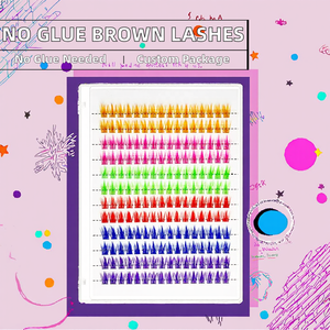 Nouvelle Série en Gros de Faux Cils Réutilisables à 10 Rangées, Longueurs Mixtes, Bande en <span class=keywords><strong>Coton</strong></span> Noir Auto-Adhésive, Faits à la Main, Logo Personnalisé, Naturels - Product Image 2