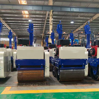 Rouleau compresseur vibrant portatif à double tambour de 550 kg, entièrement hydraulique, à moteur diesel, pour le compactage du béton et du bitume, conforme aux normes EPA