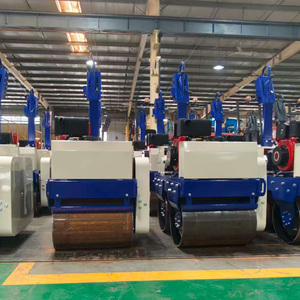 550 кг ручной двойной барабан Тандемная вибрационная прогулка за дорожным катком дизель для уплотнения бетона битума EPA CE - Product Image 3