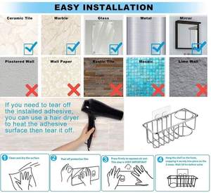Organizador de Baño y Cocina con Soporte para Esponjas, Estante de Almacenamiento para Cepillos, Escurridor, Porta Jabón Adhesivo para Encimera de Bañera - Product Image 6