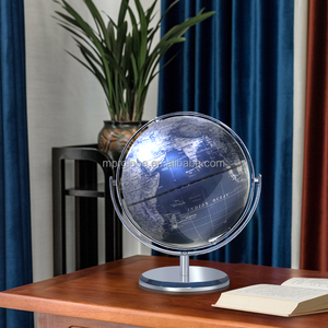 Globe du <span class=keywords><strong>monde</strong></span> bleu métallisé 20cm avec carte politique <span class=keywords><strong>HD</strong></span> Base en fer artistique décor de bureau moderne outil de géographie - Product Image 5