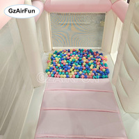 Château gonflable rose pastel, maison de rebond pour mariage avec piscine à balles pour baby shower, photomaton et location pour fêtes