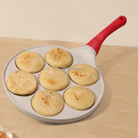 Poêle à petit-déjeuner multifonction 7-en-1 à fond plat, pour œufs, hamburgers, en aluminium, avec 7 trous, en promotion