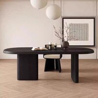 Table à manger ovale multifonctionnelle en bambou de style médiéval, style wabi-sabi, luxe léger, plateau en bois massif, meubles de salle à manger