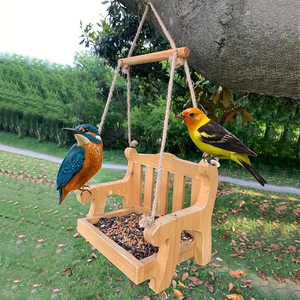 Asılı yetiştiriciliği dinlenme salıncak koltuğu kuş besleyici ahşap yuvalama kutusu katı ahşap yuva Birdhouse ahşap kuş besleyiciler için açık havada - Product Image 3