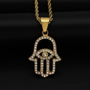 จี้พระเครื่องชุบทองวินเทจ สร้อยคอสแตนเลสสตีลพร้อมจี้รูปมือฟามาติ - Product Image 1