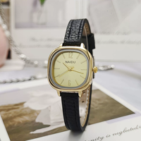 Montres carrées pour femmes ND125P, montres pour filles, bracelet en cuir simple, montres à quartz décontractées pour femmes, élégantes et minimalistes