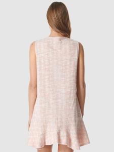 Vestido de Maternidad Rosa Claro y Blanco, Corte en A, Largo hasta la Rodilla, Transpirable, Ecológico, Verano, Sin Mangas, Cuello Redondo, Apto para Embarazadas, con Volantes - Product Image 5