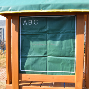 Casa de juegos de madera de gran venta con columpios, tobogán azul y toldo - Parque infantil resistente a la intemperie para niños - Product Image 5