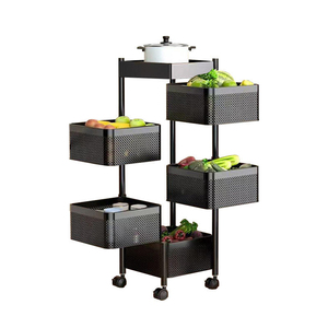 Metal Household Kitchen Organizer <strong>Storage</strong> Rack with Rotating Moving Stand for Fruit <strong>Vegetable</strong> <strong>Storage</strong> - Product Image 6