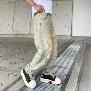 Jeans <span class=keywords><strong>Vinted</strong></span> Washed VVS, jeans délavés à l'eau boueuse, jeans baggy, jeans en denim pour hommes, impression en relief, jeans en denim délavés pour hommes - Product Image 4