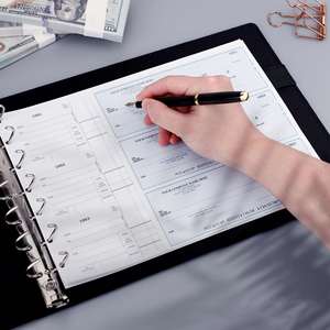 7 <b>Ring</b> Business Check Book <b>Binder</b>, 600 Check Capacity with Clear Vinyl Pouch Bill Keeper - Product Image 3