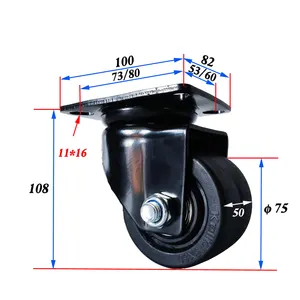 Sıcak ürünler siyah naylon 3 inç döner ayarlanabilir Caster tekerlek ulaşım için evrensel ağır tekerlek