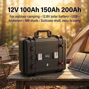 Hoge Capaciteit 12V 100Ah 150Ah 200Ah LiFePO4 Accu Pack Waterdicht Draagbaar Buiten Camping Stroomvoorziening USB Sigarettenaansteker - Product Image 3