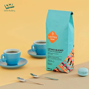 カスタムロゴ入りフラットボトムプラスチック包装袋 PEプロテインパウダー コーヒー豆用 バルブ付きジッパー - Product Image 5
