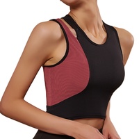 Großhandel New Patchwork Color Block Gerippter Yoga-BH Gepolsterter Beauty Back Running Stoß fester Workout-Sport-BH