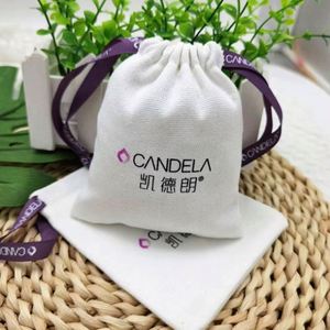 Bolsa de tela de algodón orgánico biodegradable con cordón y logotipo personalizado para marco de fotos, ideal para regalos. - Product Image 3