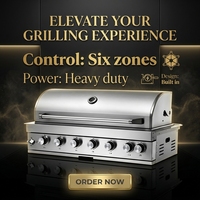Barbecue à gaz encastrable 6 brûleurs en acier inoxydable pour cuisine extérieure