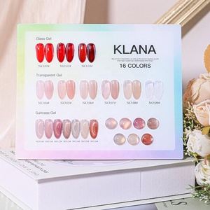 KLANA 16 Colors 3 In 1 UV <b>Gel</b> Set Transparent Jelly <b>Gel</b> Polish <b>Kit</b> Soak Off Nail Art <b>Gel</b> With Acrylic Color Chart for Salon DIY - Product Image 3