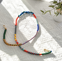 Cuerda de nailon roja y azul Color soñador Esquema de seda coreana Diseño antipérdida Decoración de teléfono móvil Cuerda colgante Antirrobo