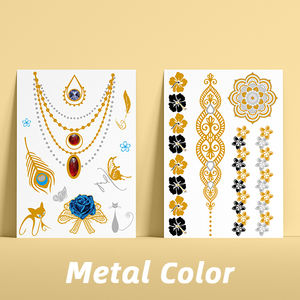 Индивидуальные металлические золотые временные татуировки-наклейки из фольги для тела, имитирующие татуировку, серебристые - Product Image 4