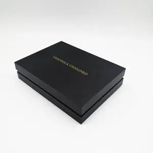 Tapa y caja Base de lujo con logotipo dorado, caja de embalaje de regalo personalizado para camiseta, regalo de ropa, caja de cartón para bufanda