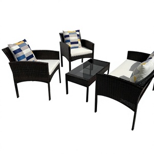 Made in Vietnam Modern Premium All-Weather Outdoor 4-Piece Rattan Sofa Set with Polyester Cushions for Garden Furniture Patio - Product Image 1